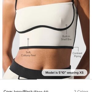 Women's Ivory and Black Crop Top